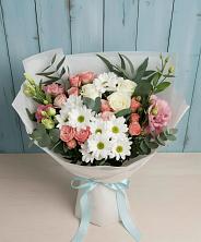 Букет цветов из:  Розы, Лизиантусы и Хризантемы в Бунятино