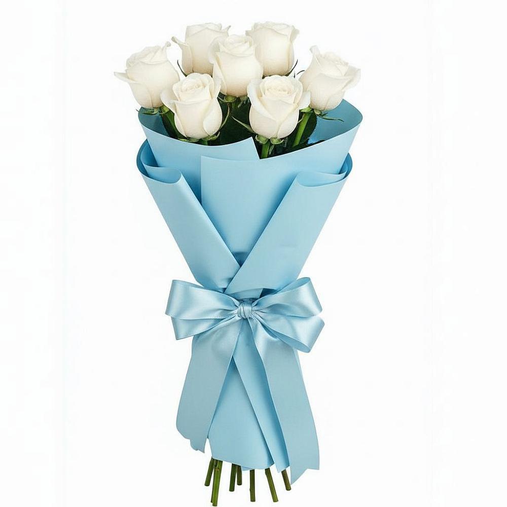 Букет 7 белых роз Проуд в Бунятино