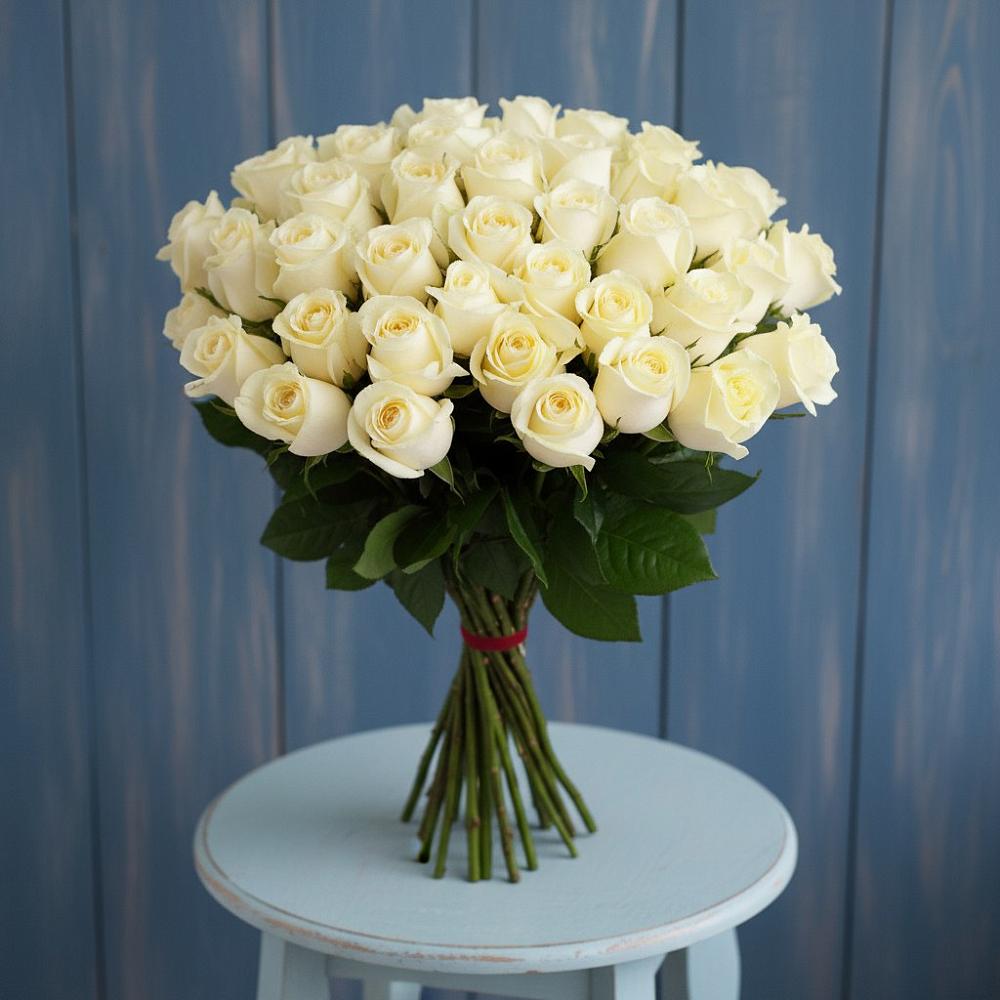 Букет 51 Белая роза Эдлесс Лав в Бунятино