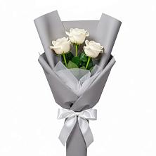 Букет 3 белые розы в Бунятино