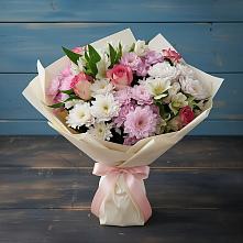 Букет цветов из:  Хризантемы, Альстромерии и Розы в Бунятино