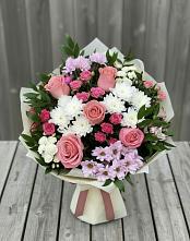 Букет цветов из:  Альстромерии, Гвоздики, Розы и Хризантемы в Бунятино