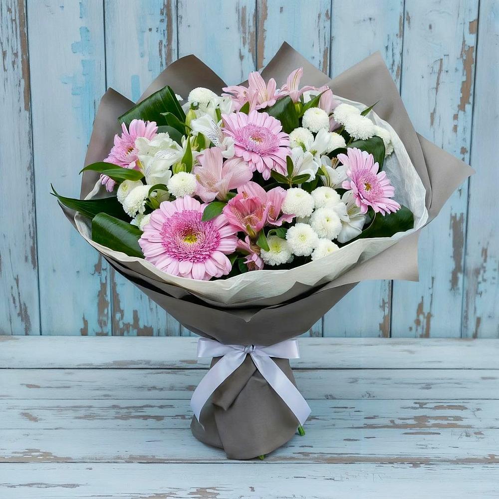 Букет цветов из: Герберы, Альстромерии и Хризантемы в Бунятино