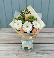 Букет цветов из:  Герберы, Розы и Хризантемы в Бунятино