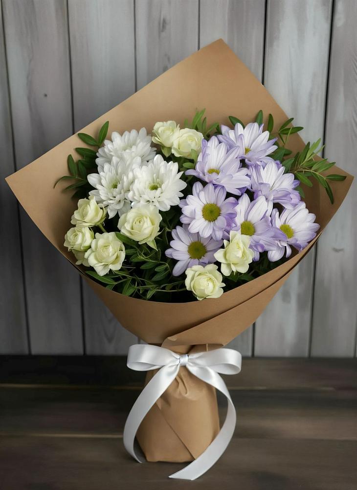Букет цветов из: Хризантемы и Розы в Бунятино