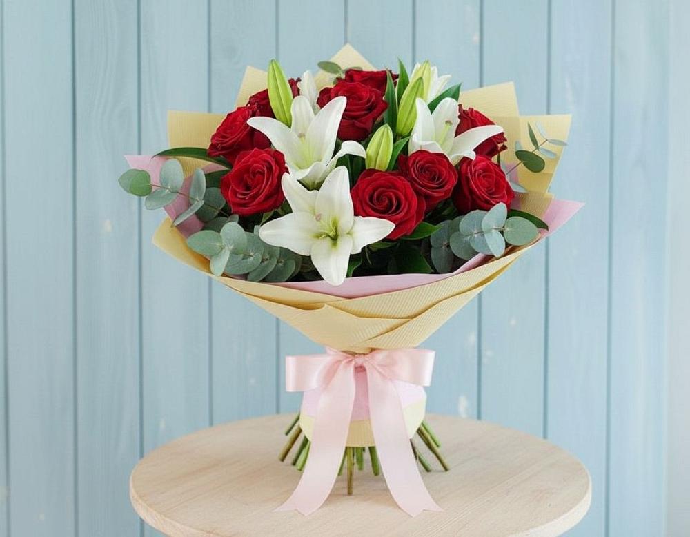 Букет цветов из: Лилии и Розы в Бунятино